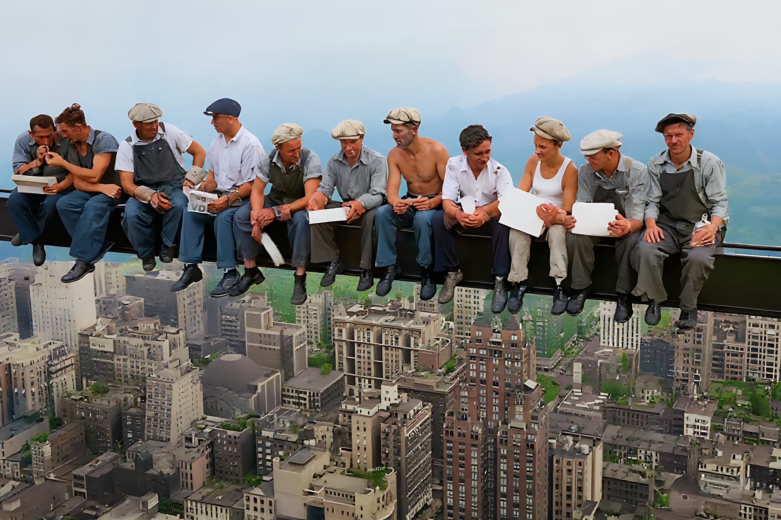 Historic Construction Photo Restoration – restored and colorized by AI